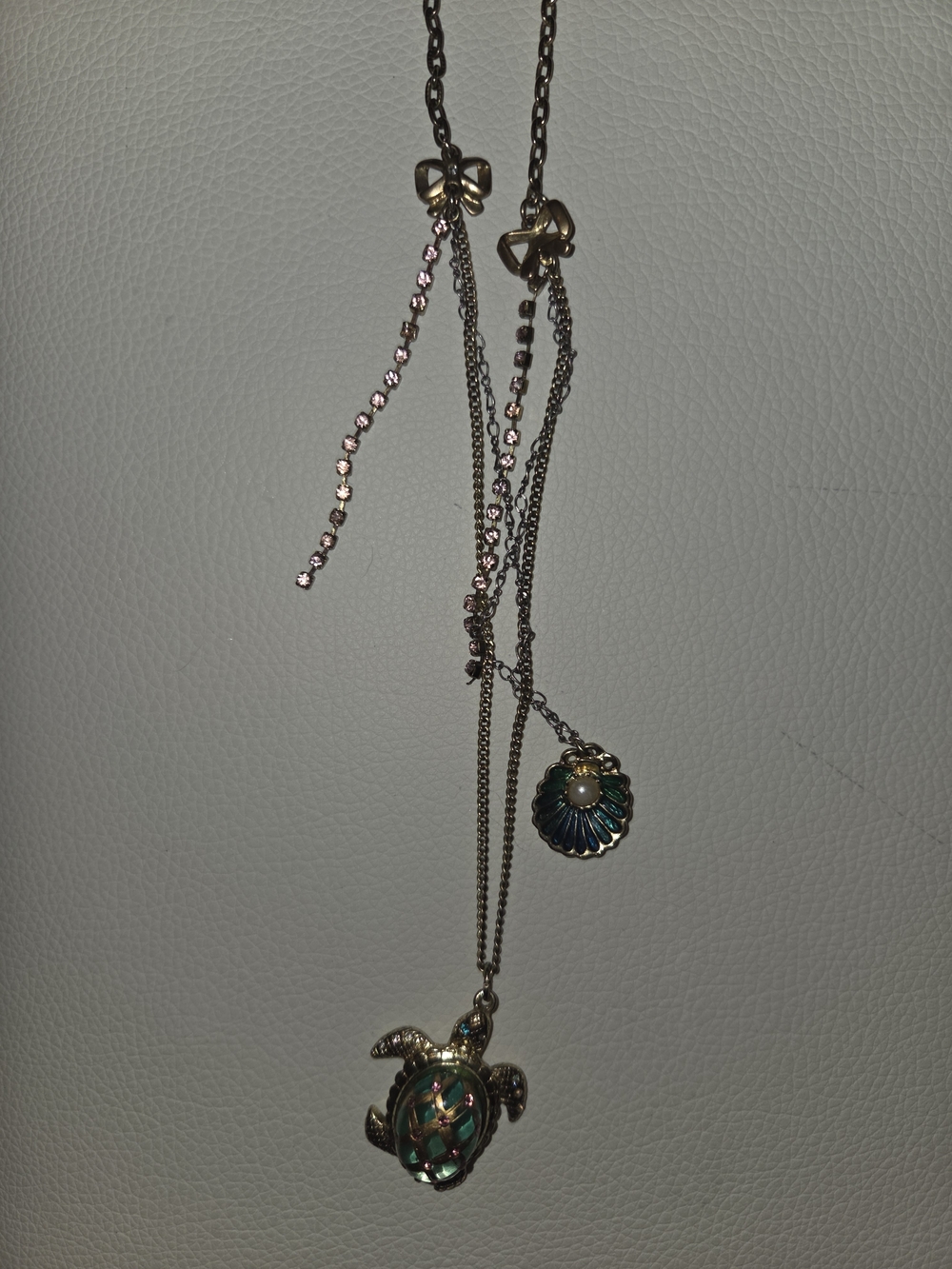 Betsey Johnson Gold-Tone Necklace with Teal Turtle and Shell Charms